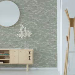 Boutique Green Leaves Metallic Effect Textured Wallpaper -Prime Paint Shop boutique green leaves metallic effect textured wallpaper5011583514940 01i bq