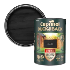 Cuprinol 5 Year Ducksback Black Matt Fence & Shed Treatment, 5L