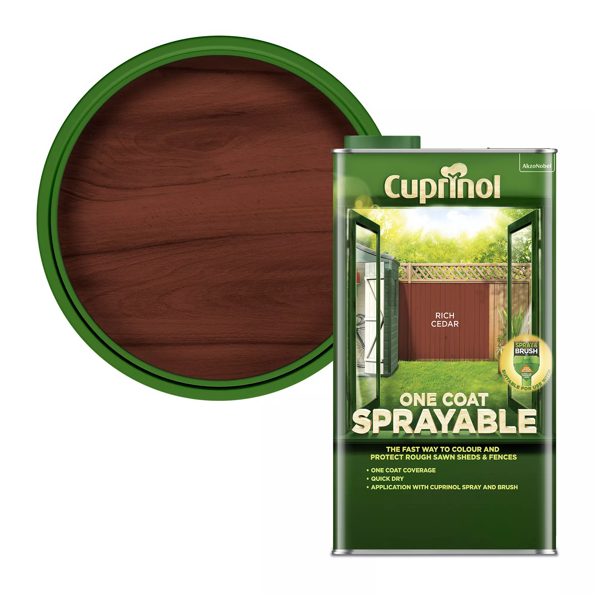 Cuprinol One Coat Sprayable Rich Cedar Matt Fence & Shed Treatment, 5L 3 Cuprinol One Coat Sprayable Rich Cedar Matt Fence & Shed Treatment, 5L