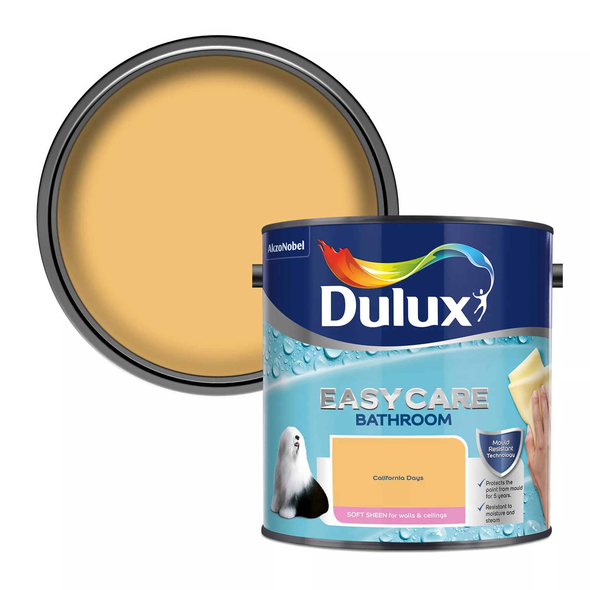 Dulux Easycare Bathroom California Days Soft Sheen Wall Paint, 2.5L 3 Dulux Easycare Bathroom California Days Soft Sheen Wall Paint, 2.5L