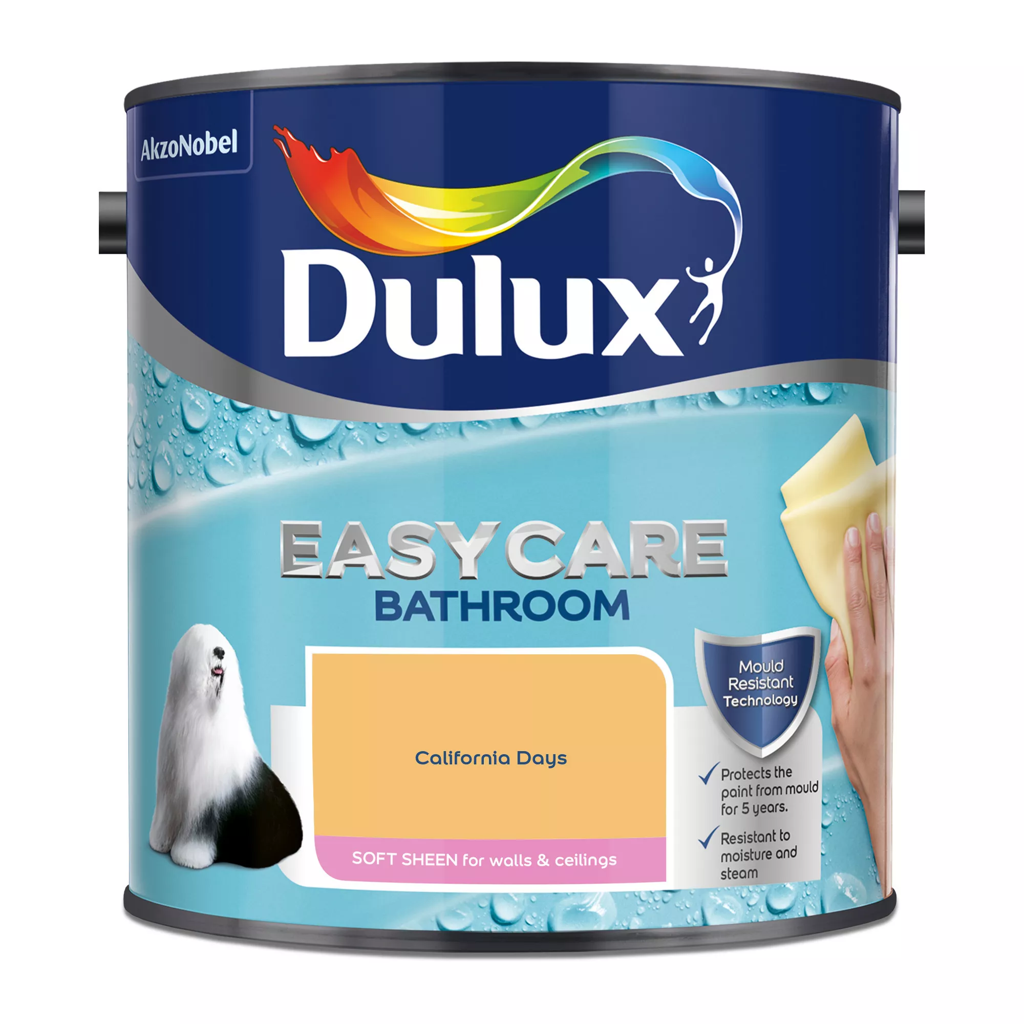 Dulux Easycare Bathroom California Days Soft Sheen Wall Paint, 2.5L 4 Dulux Easycare Bathroom California Days Soft Sheen Wall Paint, 2.5L - Image 2