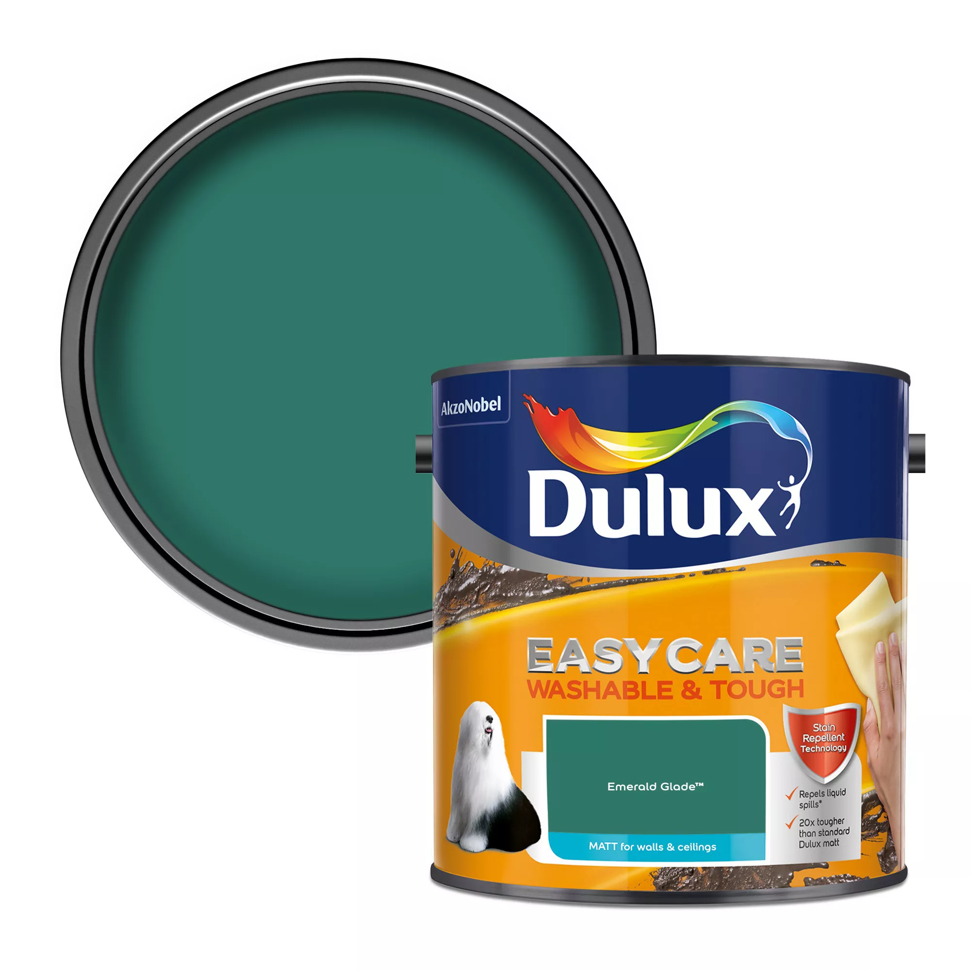 Dulux Easycare Emerald Glade Matt Emulsion Paint, 2.5L 3 Dulux Easycare Emerald Glade Matt Emulsion Paint, 2.5L