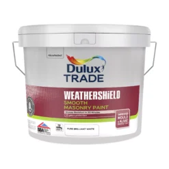 Dulux Trade Weathershield Pure Brilliant White Smooth Masonry Paint, 10L Tin