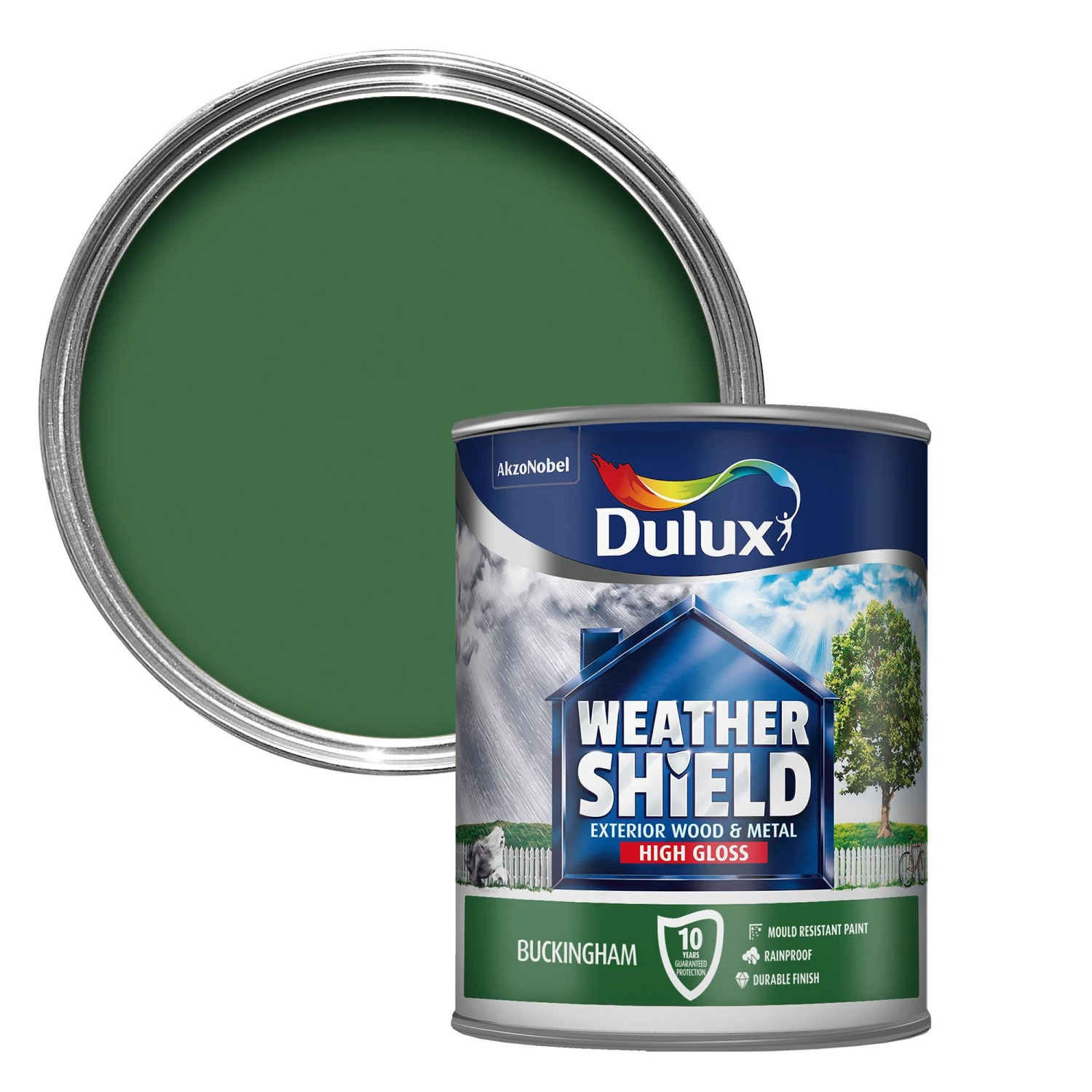 Dulux Weathershield Buckingham Green Gloss Exterior Metal & Wood Paint, 750ml 3 Dulux Weathershield Buckingham Green Gloss Exterior Metal & Wood Paint, 750ml