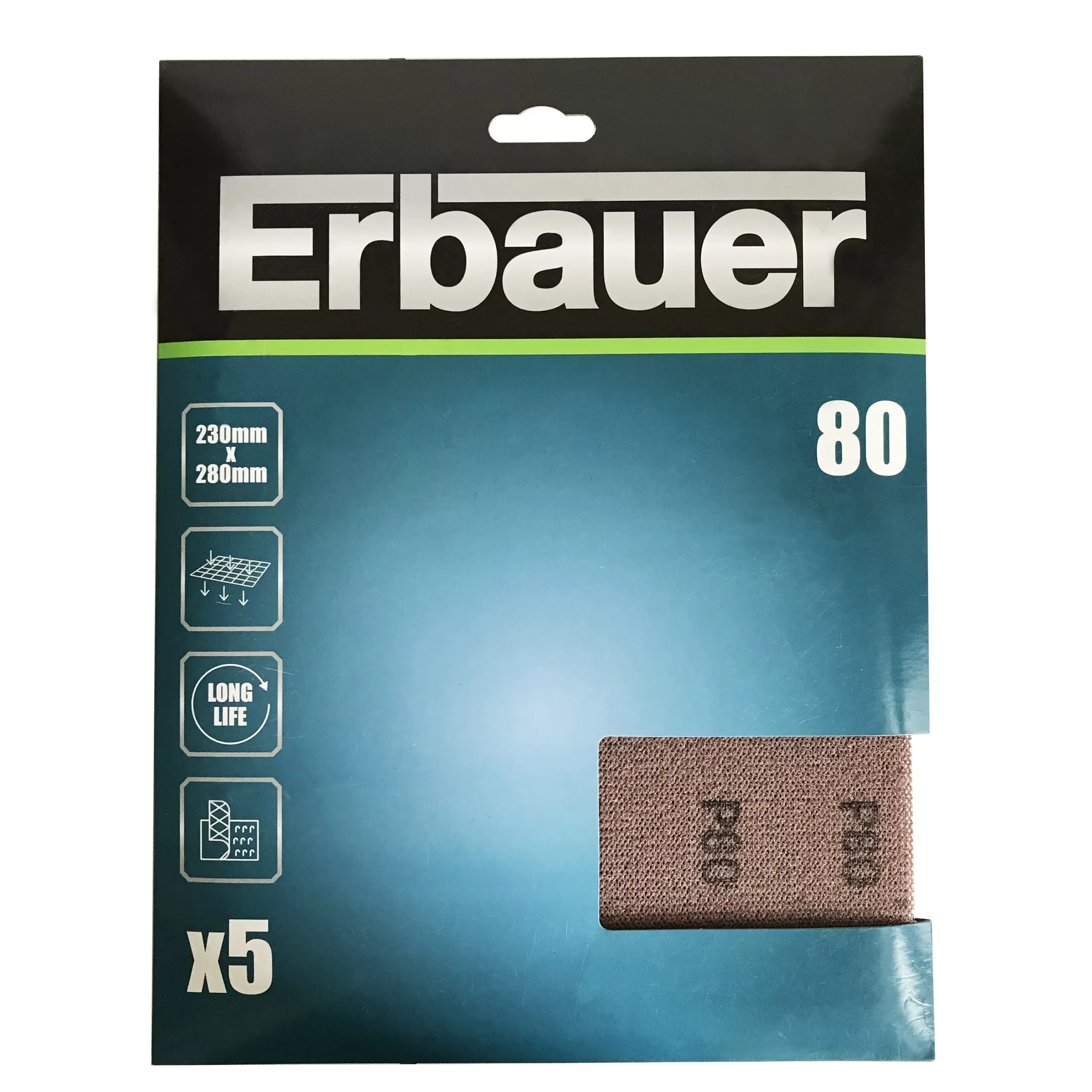 Erbauer 80 Grit Medium (80 To 100) Metal, Paint, Plaster & Wood Hand Sanding Sheet, Pack Of 5 4 Erbauer 80 Grit Medium (80 To 100) Metal, Paint, Plaster & Wood Hand Sanding Sheet, Pack Of 5 - Image 2