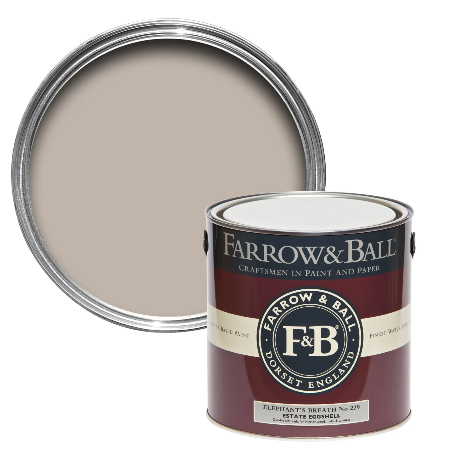 Farrow & Ball Estate Elephant's Breath No.229 Eggshell Metal & Wood Paint, 2.5L 3 Farrow & Ball Estate Elephant's Breath No.229 Eggshell Metal & Wood Paint, 2.5L