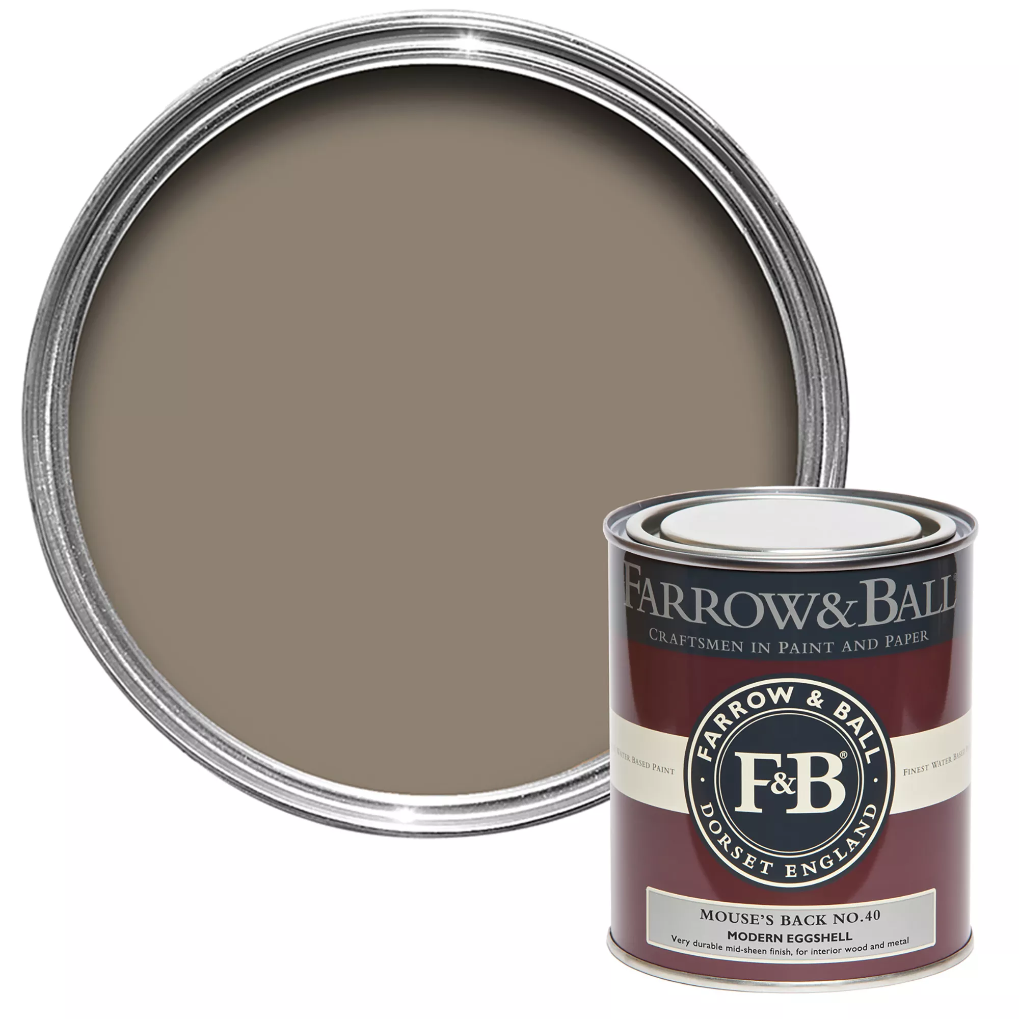 Farrow & Ball Modern Mouse's Back No.40 Eggshell Paint, 750ml 3 Farrow & Ball Modern Mouse's Back No.40 Eggshell Paint, 750ml