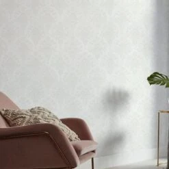 GoodHome Abeli White Russian Damask Metallic Effect Textured Wallpaper 18 GoodHome Abeli White Russian Damask Metallic Effect Textured Wallpaper -Prime Paint Shop goodhome abeli white russian damask metallic effect textured wallpaper3663602559924 03i
