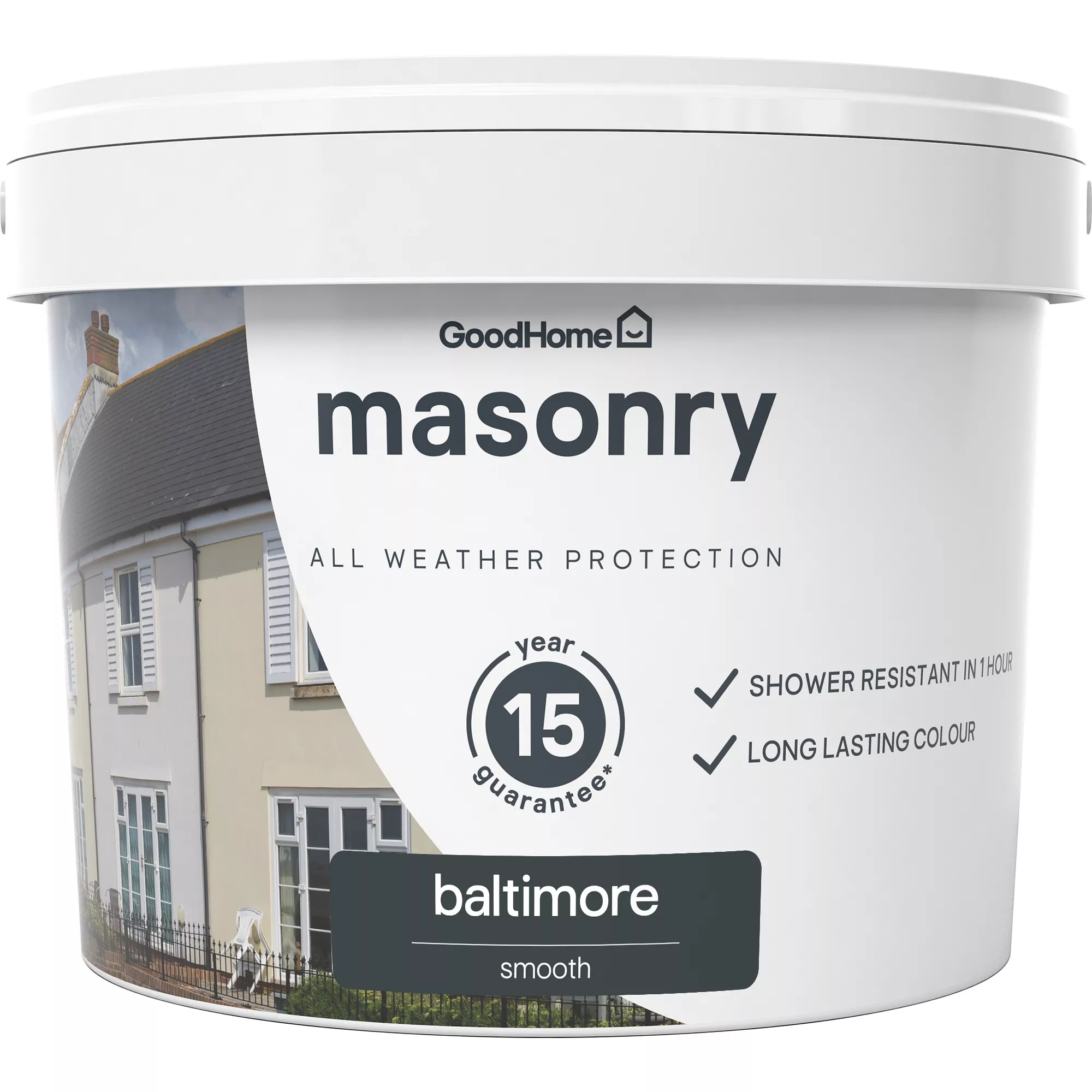 GoodHome Baltimore Smooth Matt Masonry Paint, 10L Tin 4 GoodHome Baltimore Smooth Matt Masonry Paint, 10L Tin - Image 2