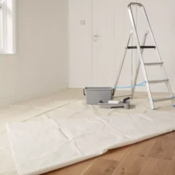 GoodHome Cotton Dust Sheet, (L)4m, (W)3m -Prime Paint Shop goodhome cotton dust sheet l 4m w 3m5059340015309 31i