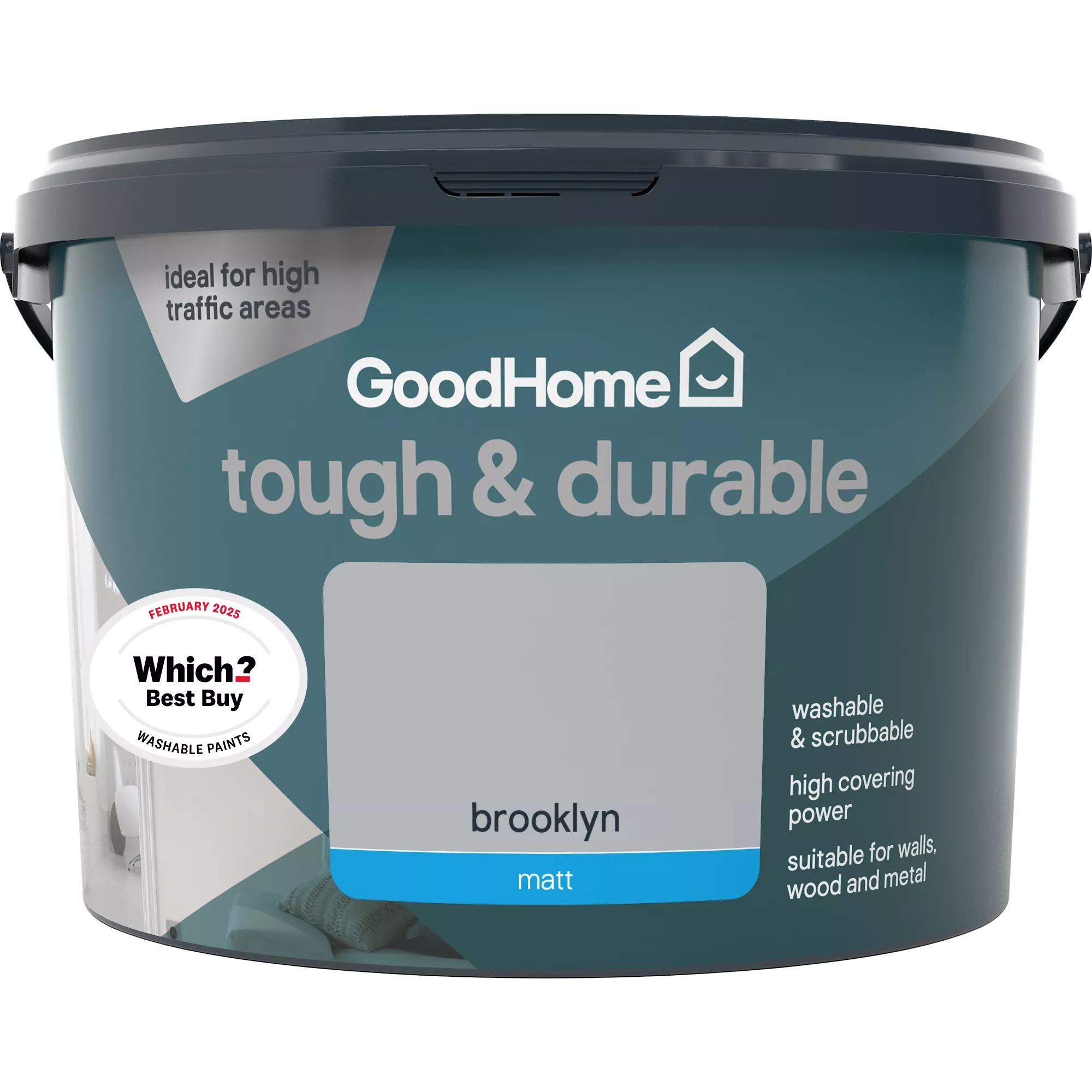 GoodHome Durable Brooklyn Matt Emulsion Paint, 2.5L 5 GoodHome Durable Brooklyn Matt Emulsion Paint, 2.5L - Image 3