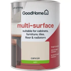 GoodHome Durable Cancun Satin Multi-surface Paint, 750ml -Prime Paint Shop goodhome durable cancun satin multi surface paint 750ml3663602585671 02c