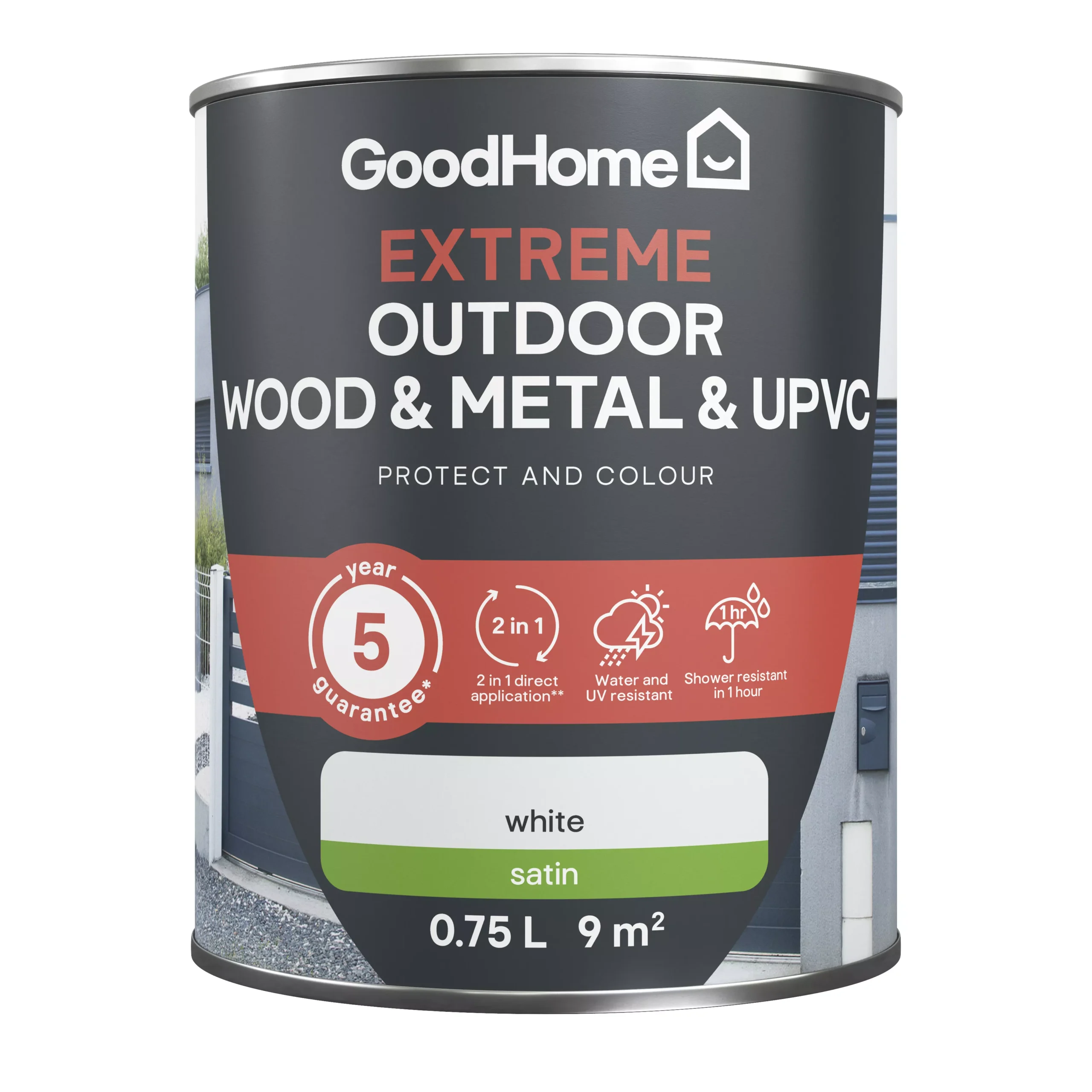 GoodHome Extreme Outdoor White Satinwood Multi-surface Paint, 750ml 4 GoodHome Extreme Outdoor White Satinwood Multi-surface Paint, 750ml - Image 2