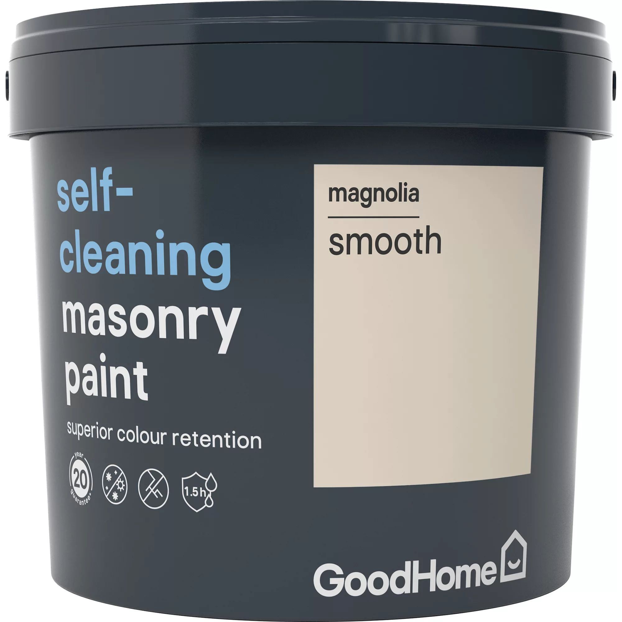 GoodHome Self-cleaning Magnolia Smooth Matt Masonry Paint, 5L 4 GoodHome Self-cleaning Magnolia Smooth Matt Masonry Paint, 5L - Image 2