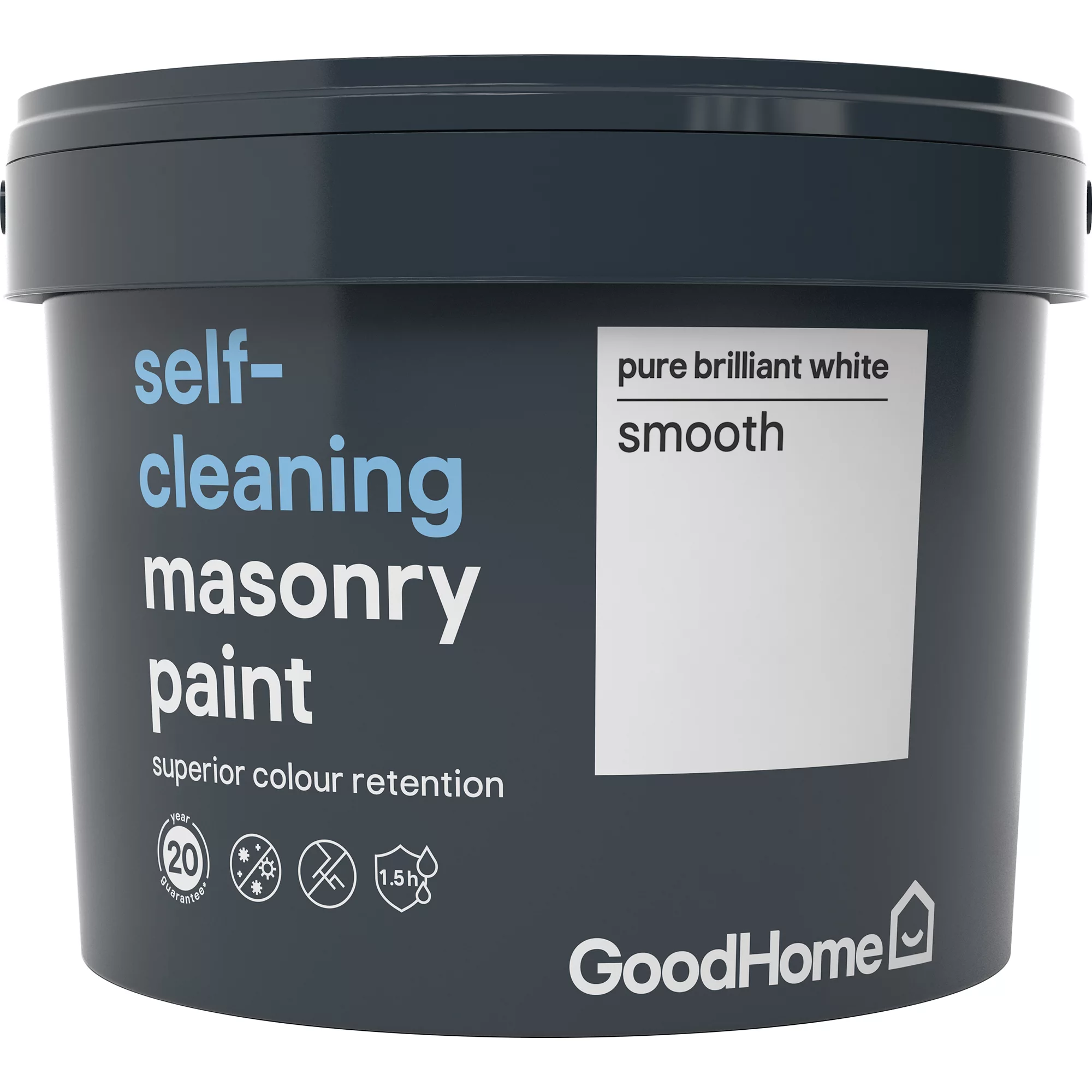 GoodHome Self-cleaning Pure Brilliant White Smooth Matt Masonry Paint, 10L 5 GoodHome Self-cleaning Pure Brilliant White Smooth Matt Masonry Paint, 10L - Image 3