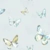 Holden Décor K2 Blue & Teal Glitter Effect Butterfly Smooth Wallpaper