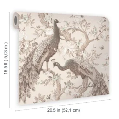Laura Ashley Belvedere Soft Truffle Peacock Smooth Wallpaper -Prime Paint Shop laura ashley belvedere soft truffle peacock smooth wallpaper5011583468410 02t bq
