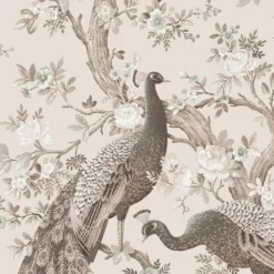 Laura Ashley Belvedere Soft Truffle Peacock Smooth Wallpaper -Prime Paint Shop laura ashley belvedere soft truffle peacock smooth wallpaper5011583468410 37c bq