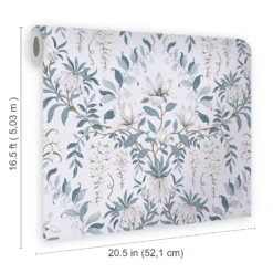 Laura Ashley Parterre Off White & Seaspray Damask Smooth Wallpaper -Prime Paint Shop laura ashley parterre off white seaspray damask smooth wallpaper5011583468595 02t bq