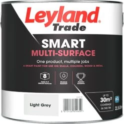 Leyland Trade Smart Light Grey Mid Sheen Multi-surface Paint, 2.5L 7 Leyland Trade Smart Light Grey Mid Sheen Multi-surface Paint, 2.5L -Prime Paint Shop leyland trade smart light grey mid sheen multi surface paint 2 5l5010426814650 02c bq