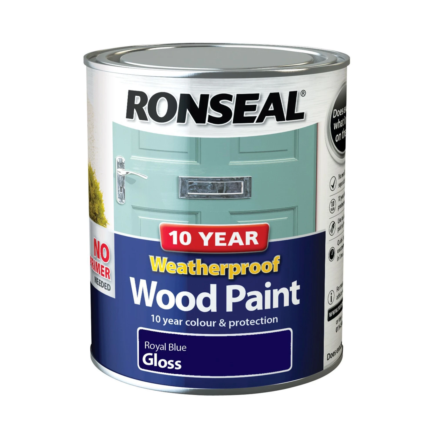 Ronseal 10 Year Weatherproof Wood Paint Royal Blue Gloss Exterior Wood Paint, 750ml Tin 3 Ronseal 10 Year Weatherproof Wood Paint Royal Blue Gloss Exterior Wood Paint, 750ml Tin