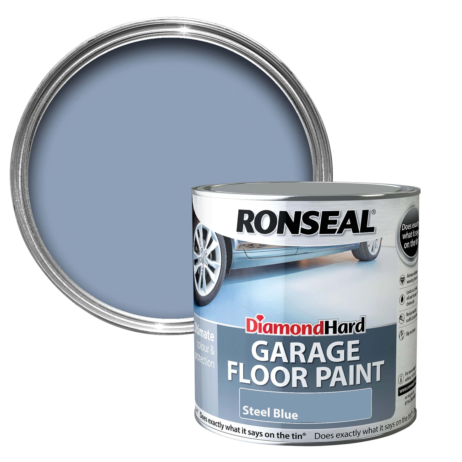 Ronseal Diamond Hard Steel Blue Satinwood Garage Floor Paint, 2.5L 3 Ronseal Diamond Hard Steel Blue Satinwood Garage Floor Paint, 2.5L