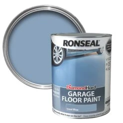 Prime Paint Shop 3 Ronseal Diamond Hard Steel Blue Satinwood Garage Floor Paint, 5L