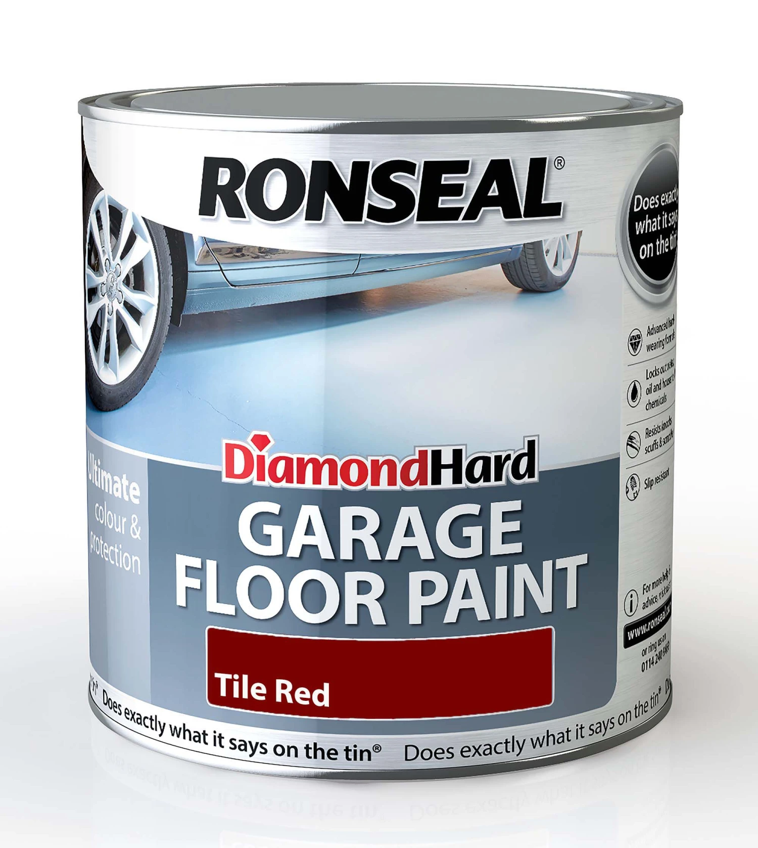 Ronseal Diamond Hard Tile Red Satinwood Garage Floor Paint, 2.5L 4 Ronseal Diamond Hard Tile Red Satinwood Garage Floor Paint, 2.5L - Image 2