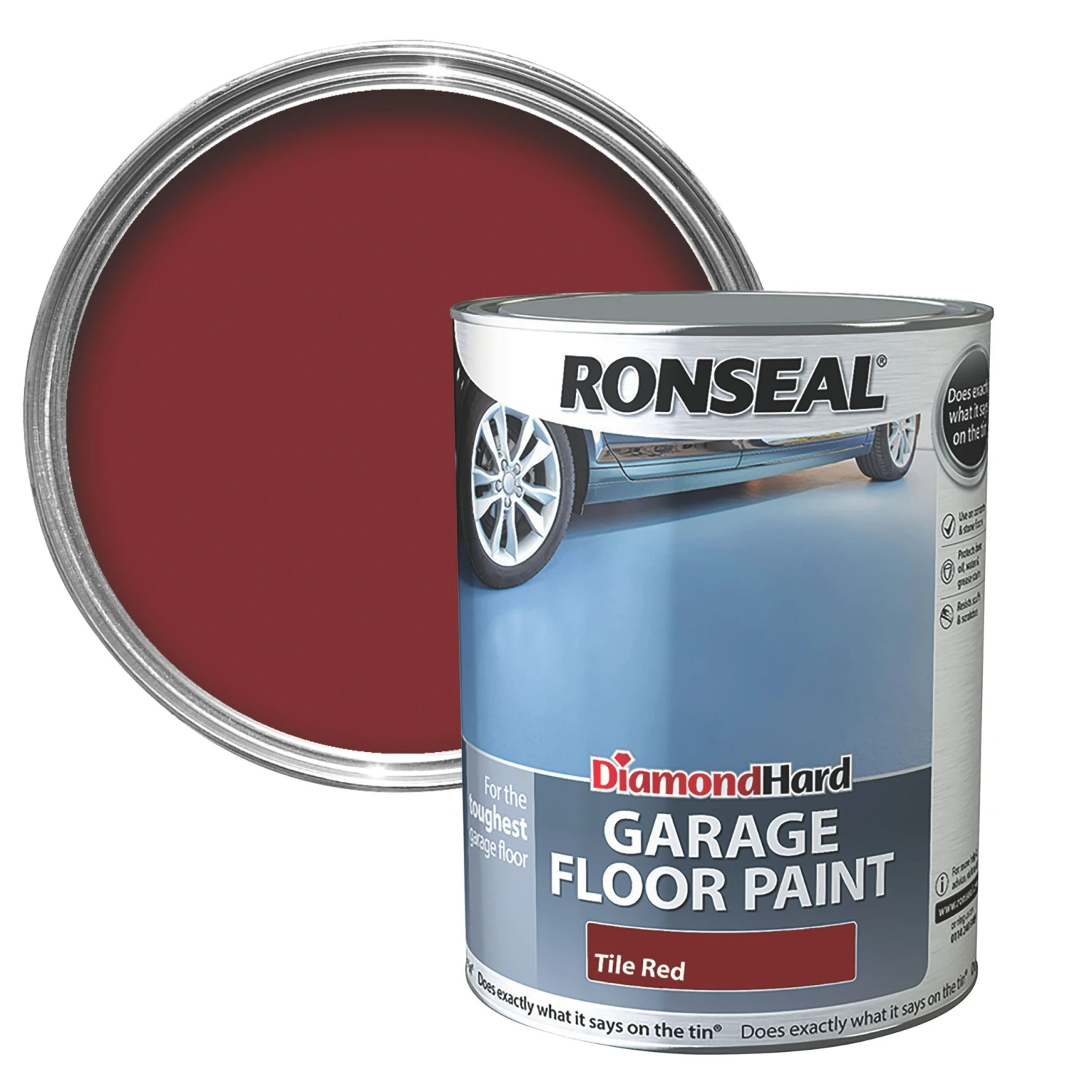 Ronseal Diamond Hard Tile Red Satinwood Garage Floor Paint, 5L 3 Ronseal Diamond Hard Tile Red Satinwood Garage Floor Paint, 5L