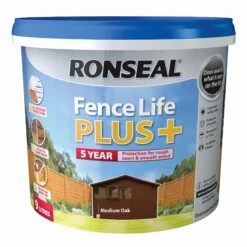Ronseal Fence Life Plus Medium Oak Matt Fence & Shed Treatment, 9L