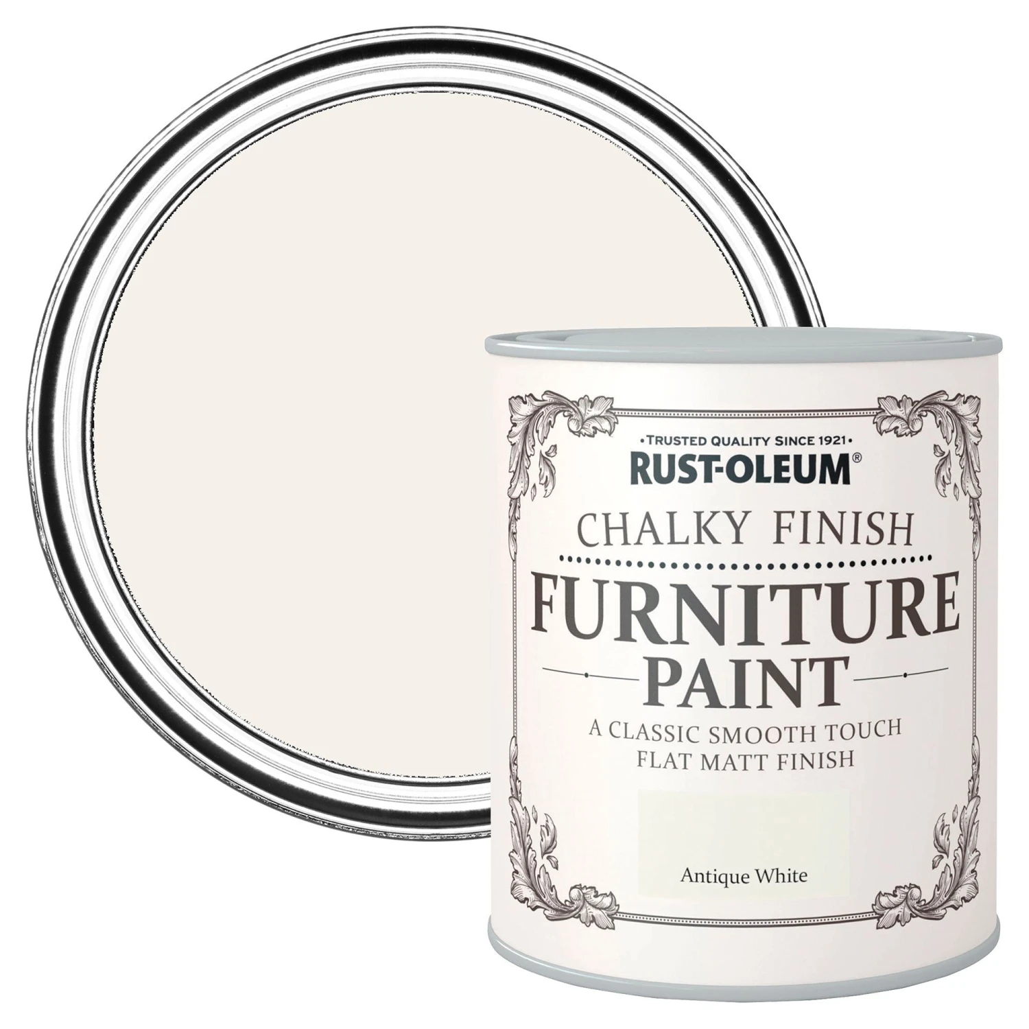 Rust-Oleum Antique White Flat Matt Furniture Paint, 2.5L 3 Rust-Oleum Antique White Flat Matt Furniture Paint, 2.5L