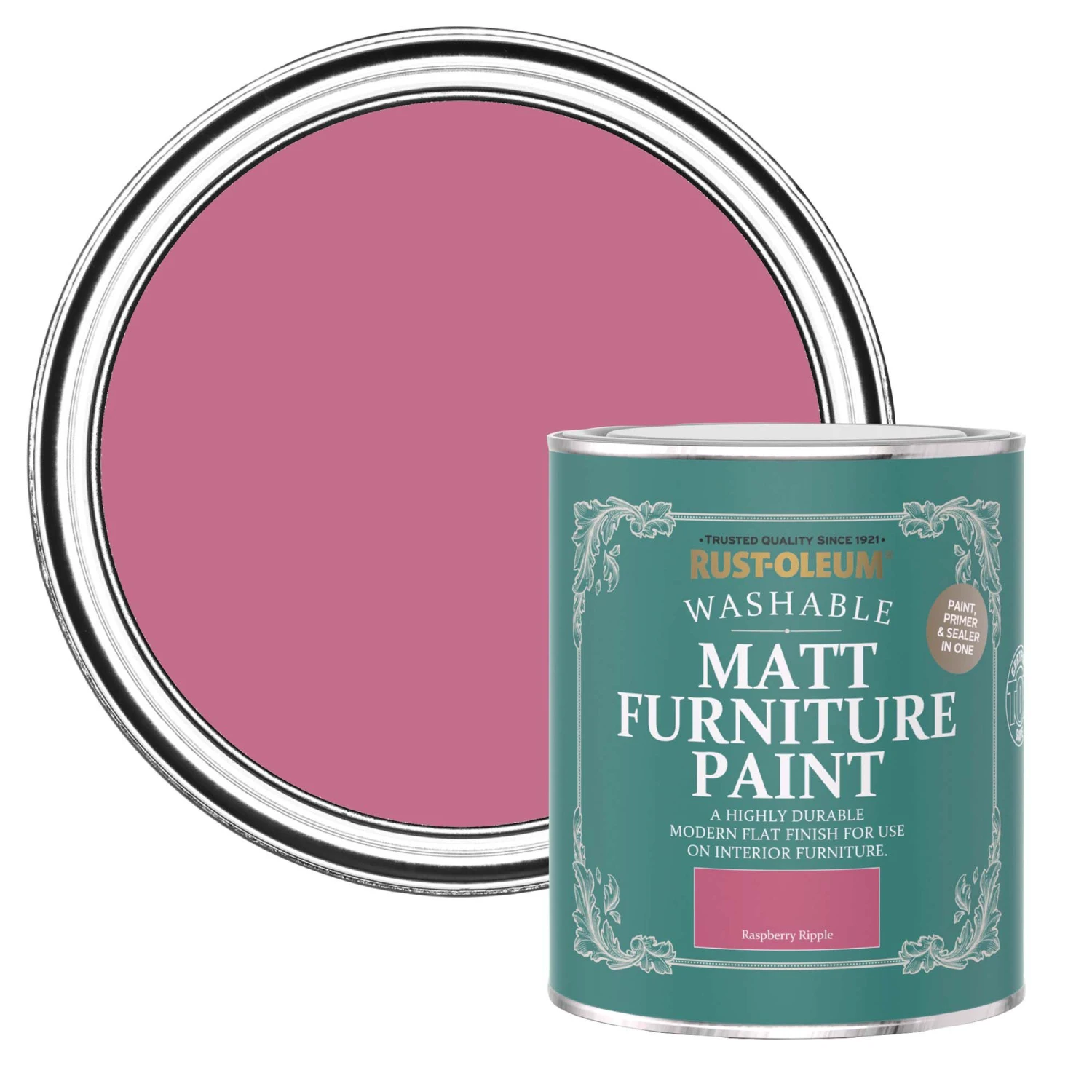 Rust-Oleum Raspberry Ripple Matt Furniture Paint, 750ml 3 Rust-Oleum Raspberry Ripple Matt Furniture Paint, 750ml