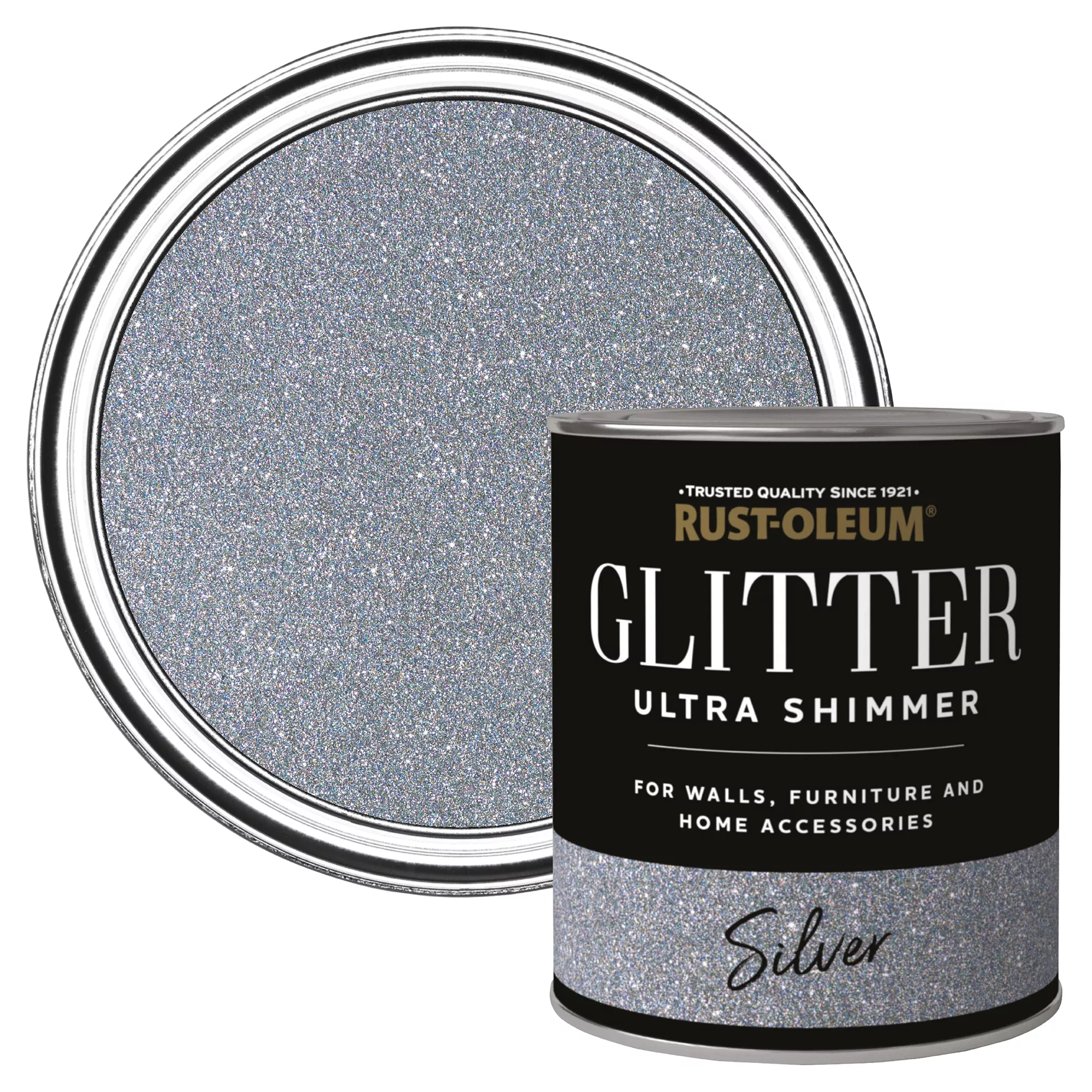 Rust-Oleum Ultra Shimmer Silver Glitter Effect Mid Sheen Multi-surface Topcoat Paint Glitter, 750ml 3 Rust-Oleum Ultra Shimmer Silver Glitter Effect Mid Sheen Multi-surface Topcoat Paint Glitter, 750ml