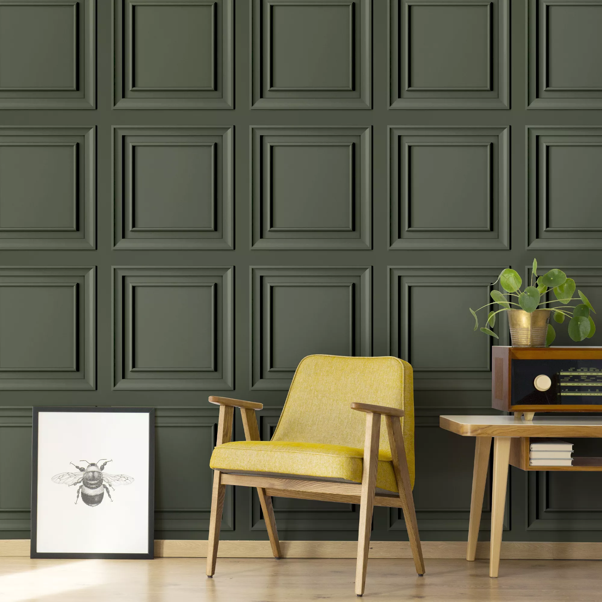 Superfresco Easy Khaki Panel Wood Effect Smooth Wallpaper 7 Superfresco Easy Khaki Panel Wood Effect Smooth Wallpaper - Image 5