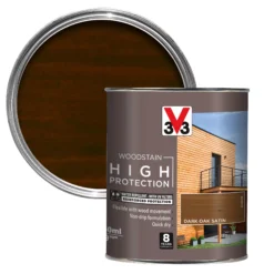 V33 High Protection Dark Oak Mid Sheen Wood Stain, 750ml
