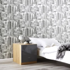 Yopo Black & White Cityscape Textured Wallpaper -Prime Paint Shop yopo black white cityscape textured wallpaper3663602560357 01i bq